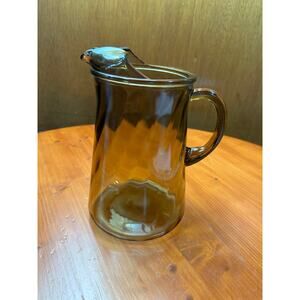 Vintage Indian Glass Optic Swirl - Smoky Golden Bown Water Pitcher